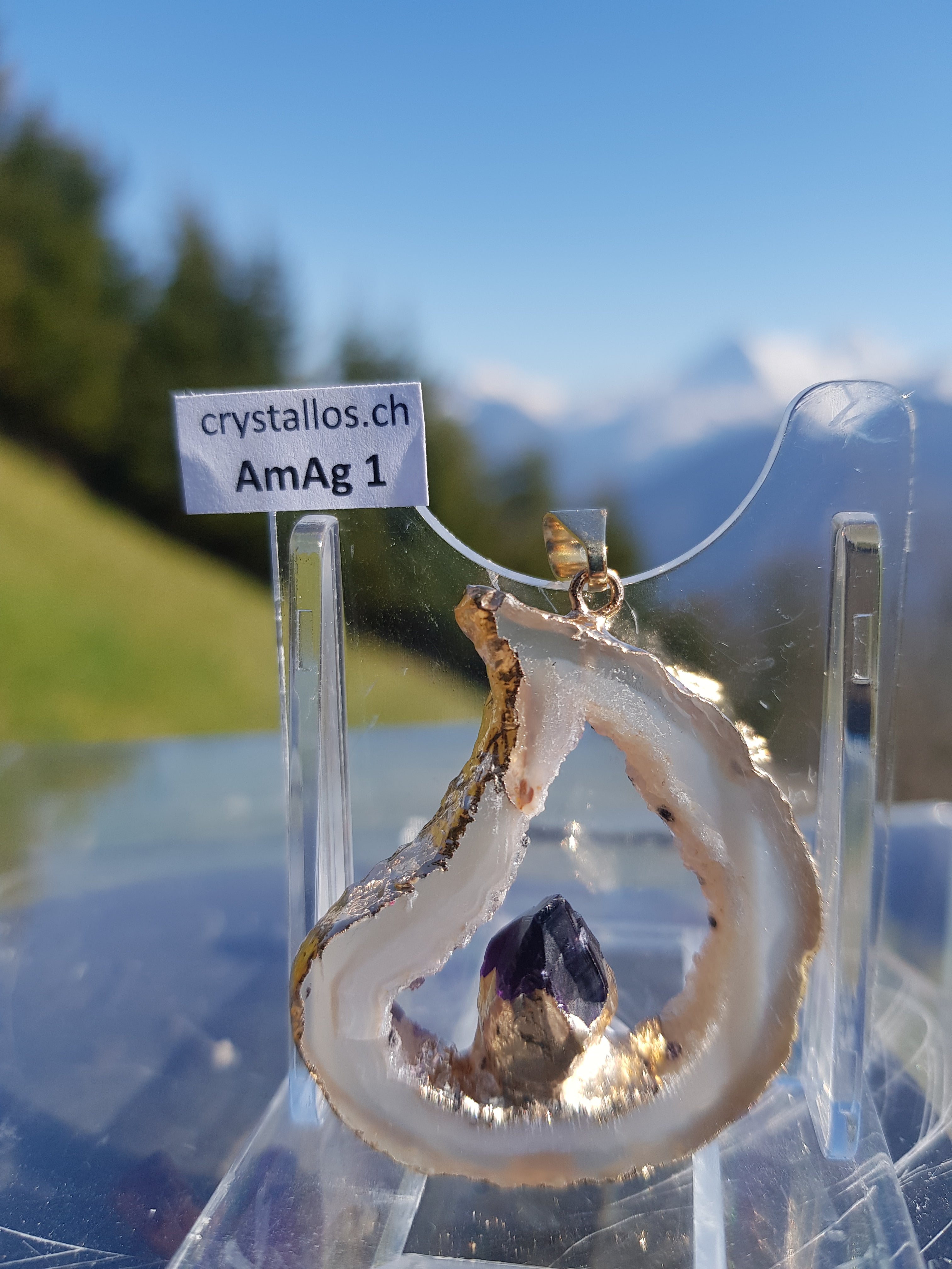 Achat Anhänger mit Amethyst