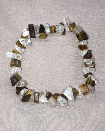 Tigerauge-Bergkristall Splitterarmband