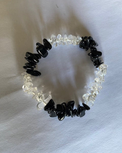 Obsidian-Bergkristall Splitterarmband